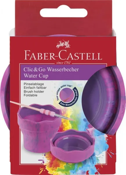 Δοχείο πινέλων faber castell click & go ροζ - Faber castell