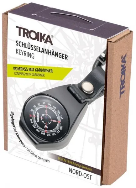 Mπρελόκ troika compass carabiner hook leather loop - Troika