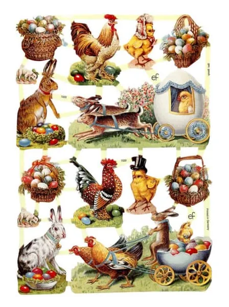 χάρτινα διακοσμητικά vintage die cuts easter 3 φύλλα - 