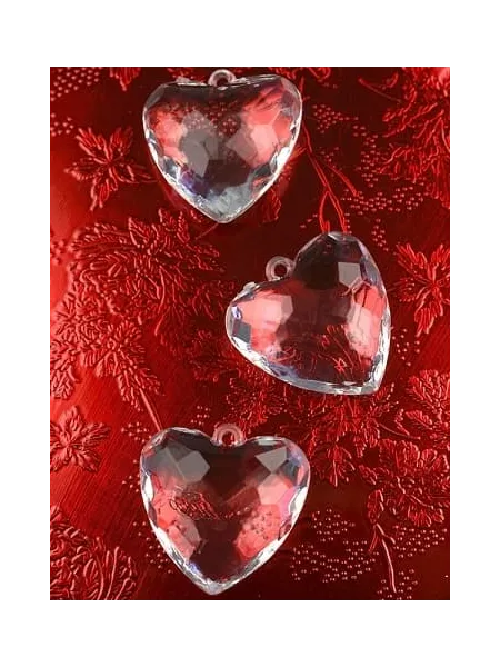 Κρυσταλάκια crystal pendants hearts 45x45mm 5 τεμάχια - Deco