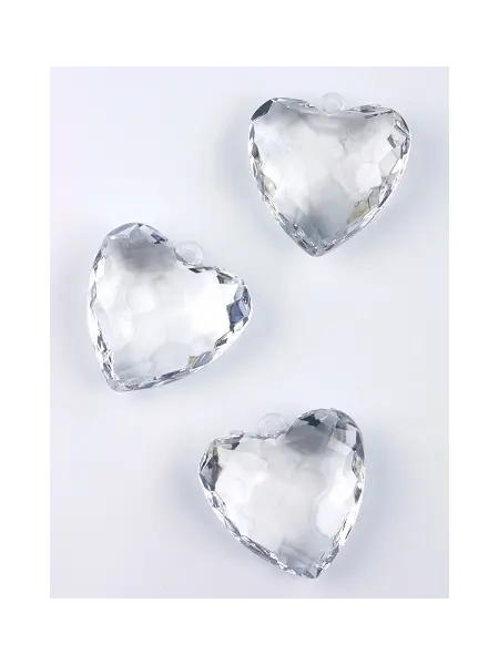 Κρυσταλάκια crystal pendants hearts 45x45mm 5 τεμάχια - Deco