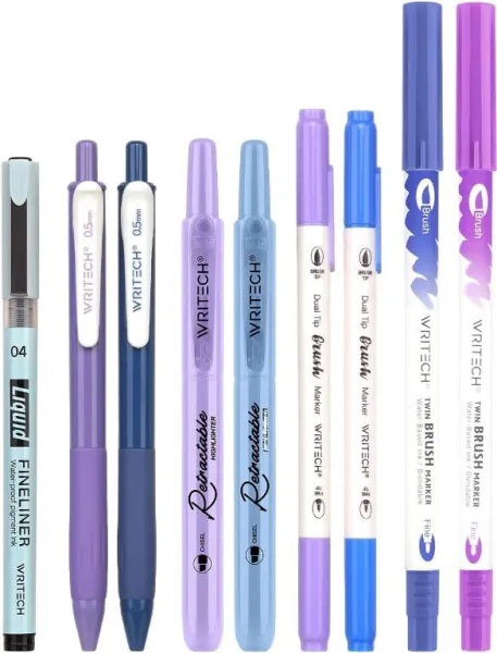 σετ writech journal kit lilac & blue 9 τεμάχια σε κασετίνα - Writech