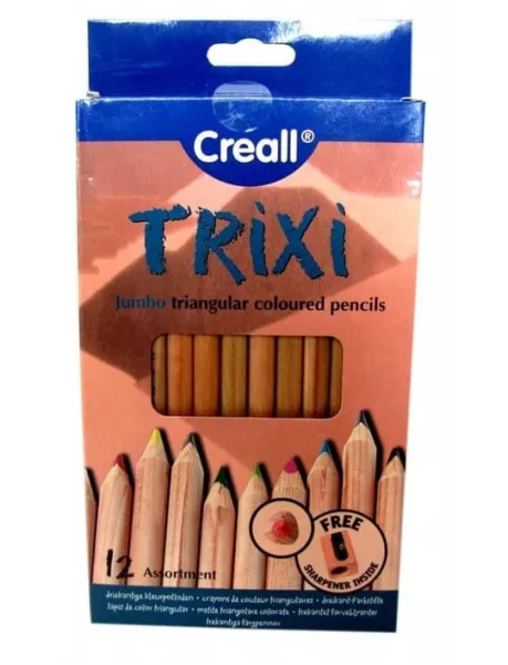 Ξυλομπογιές χονδρές τριγωνικές creal trix 12 χρώματων + ξύστρα - Creall