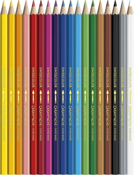 Ξυλομπογιές ακουαρέλας caran d'ache swisscolor aquarelle χάρτινο 18 χρώματα φ2.8mm - Caran d'ache