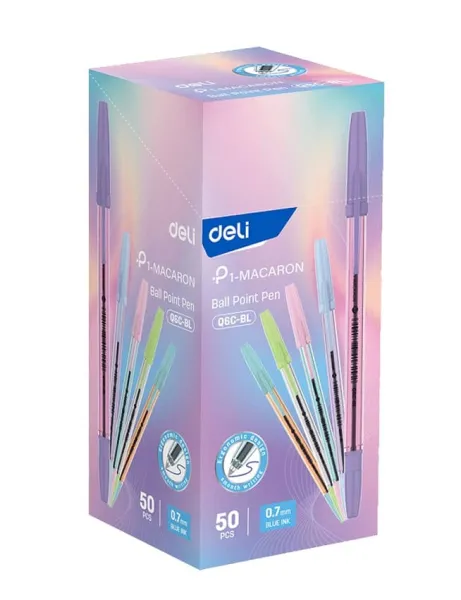 στυλό deli p1-macaron ball point pen 0.7 50 τεμάχια μπλε - Deli