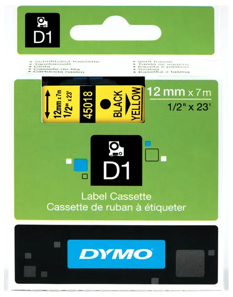Κασέτα ετικετογράφου dymo d1 45018 12mmx7m  black  on yellow - Dymo