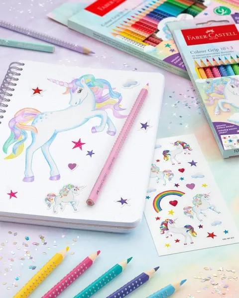 Ξυλομπογιές faber castell unicorn colour grip 10+3 sparkle (201542) - Faber castell
