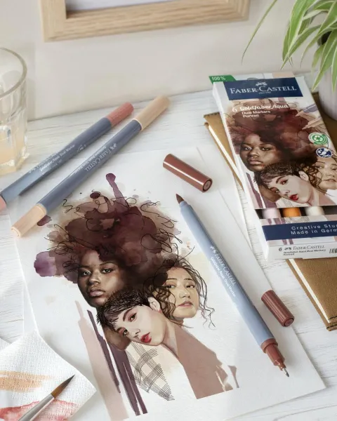 Μαρκαδόροι faber castell goldfaber dual markers aqua portrait 6 τεμ. - Faber castell