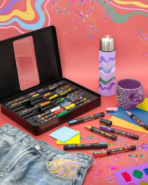 σετ μαρκαδόρων uni posca groovy colours σε μεταλλική κασετίνα 20 τεμαχίων - Uniball