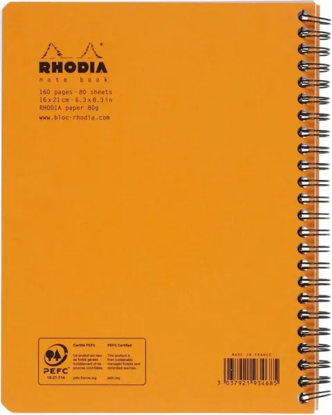 τετράδιο σπιράλ rhodia ριγέ α5 80 φύλλα 16x21cm - Rhodia