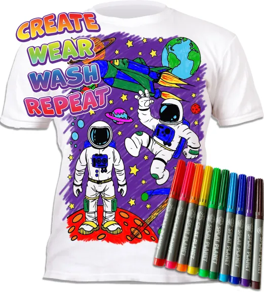 Μπλουζάκι splat-planet space ξανά-ζωγράφισε το 7-8 χρονών με 10 μαρκαδόρους - Splat planet