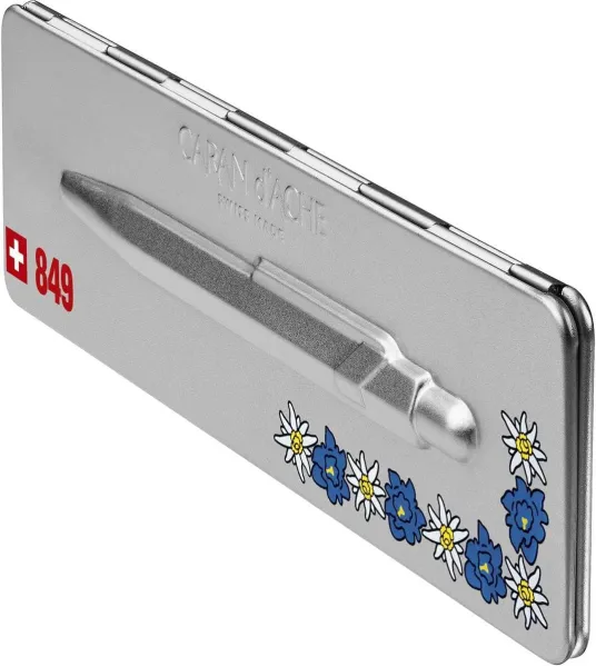 στυλό caran d'ache 849 totally swiss edelweiss μαύρο medium σε μεταλλικό κουτί δώρου ballpen - Caran d'ache
