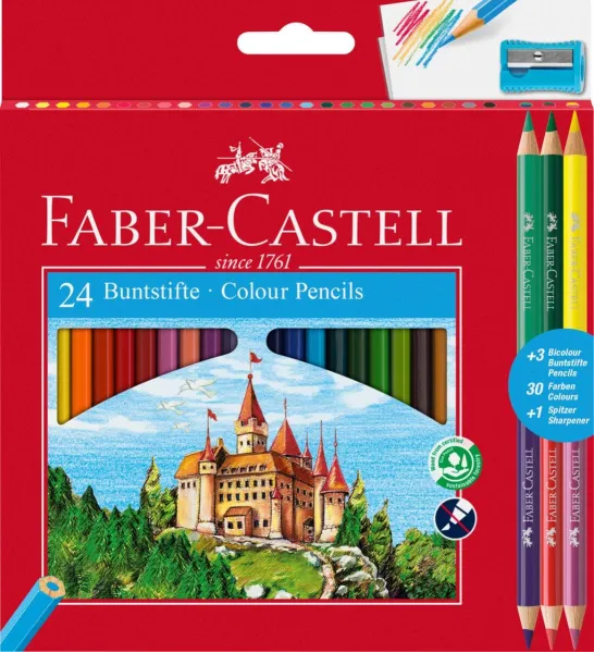 Ξυλομπογιές faber castell κάστρο 24 χρώματα+ξύστρα - Faber castell