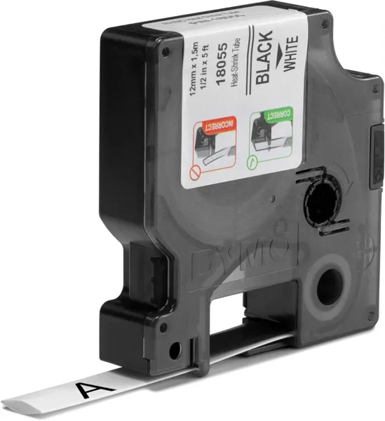 Κασέτα ετικετογράφου dymo rhino 12mmx1.5m heat shrink tybe black on white - Dymo