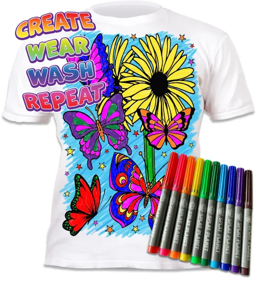 Μπλουζάκι splat-planet butterflies ξανά-ζωγράφισε το 3-4 χρονών με 10 μαρκαδόρους - Splat planet