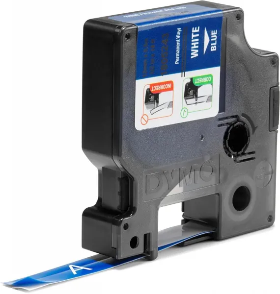 Κασέτα ετικετογράφου dymo rhino 1805243 vinyl tape 12mm white on blue - Dymo