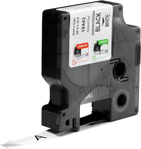 Κασέτα ετικετογράφου dymo rhino d18443 vinyl tape 9mm black on white - Dymo