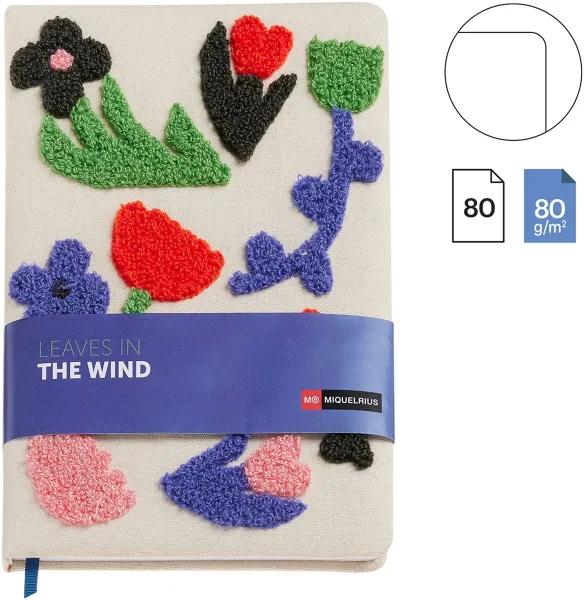 σημειωματάριο miquelrius α5 80gr 80 φύλλα λευκό leaves in the wind beige towel - Miquelrius