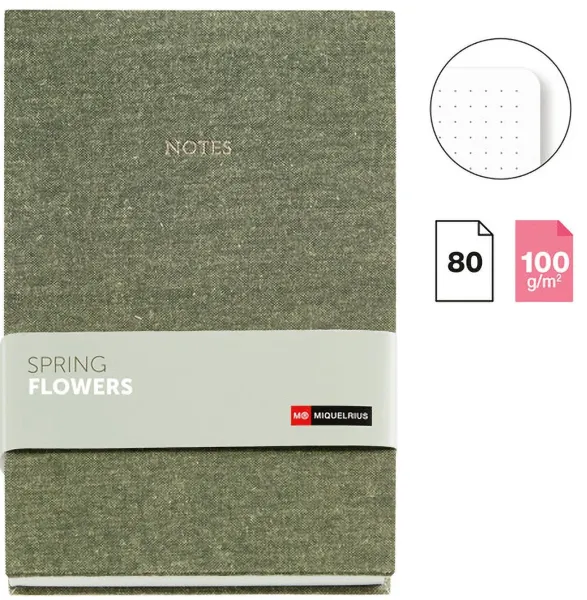 σημειωματάριο miquelrius α5 80gr 80 φύλλα κουκκίδες highland days khaki - Miquelrius