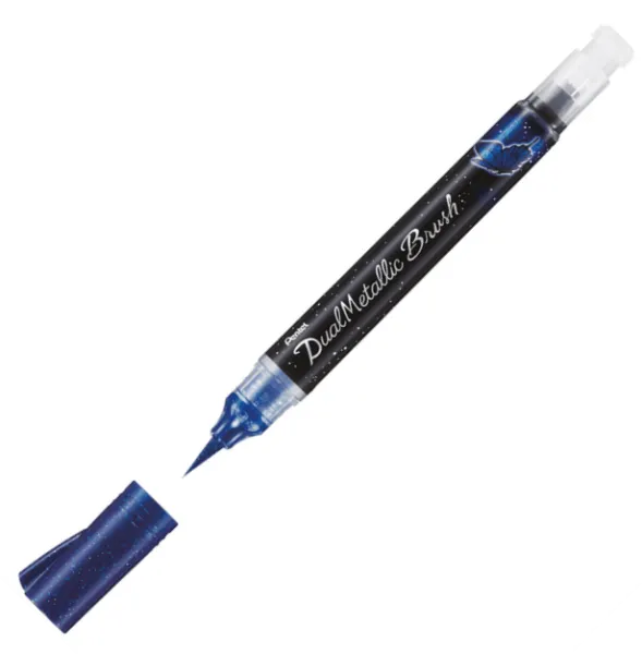 Μαρκαδόρος pentel arts dual metallic brush blue & green - Pentel