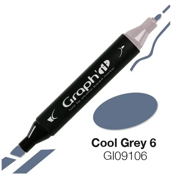 Μαρκαδόρος graph it twin tip cool grey 6 9106 - Oz