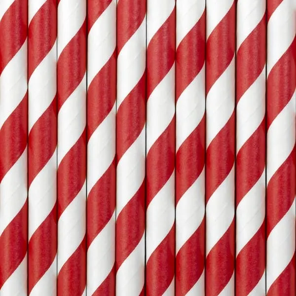 Καλαμάκια χάρτινα red striped candy cane10 τεμάχια 19.5cm - Deco