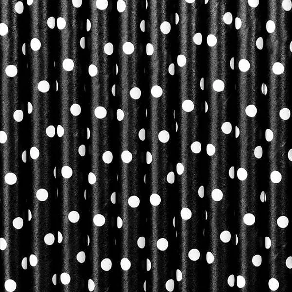 Καλαμάκια χάρτινα πουά 10 τεμάχια black - Deco