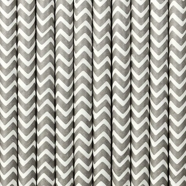 Καλαμάκια χάρτινα chevron silver 10 τεμάχια 19.5cm - Deco