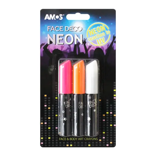 χρώματα για το πρόσωπο amos face deco neon uv 3 τεμάχια - Amos