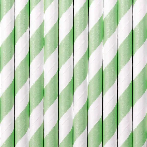 Καλαμάκια χάρτινα stripped mint 10 τεμάχια 19.5cm - Deco
