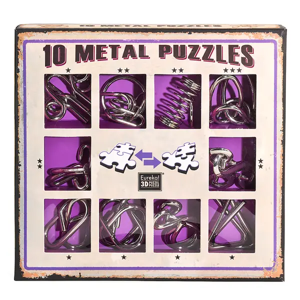 10 metal puzzles-purple set 8+ - Eureka