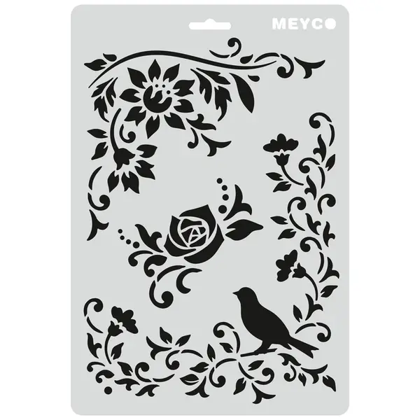 στένσιλ meyco 16x16cm blossoms & birds - Meyco