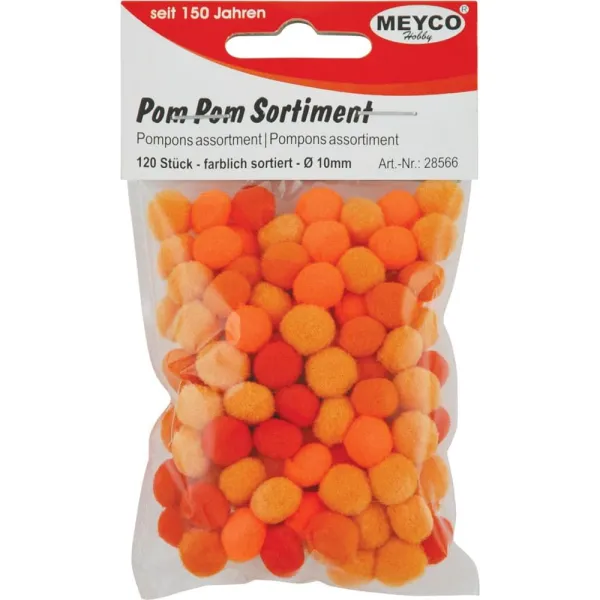 Pom pom meyco 1 εκατοστό 120 τεμάχια orange-red - Meyco