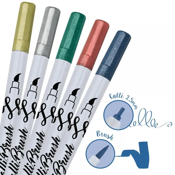 Μαρκαδόρος online callibrush διπλή μύτη blue metallic - Online