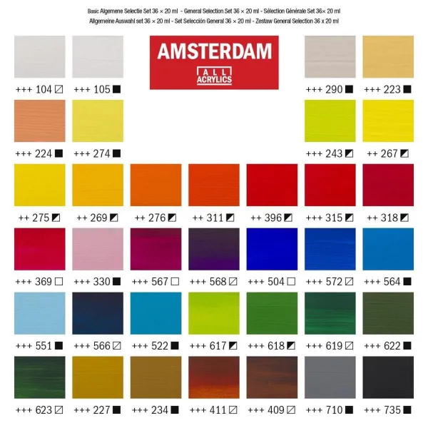 Ακρυλικά χρώματα talens amsterdam 20ml 36 τεμάχια - Talens