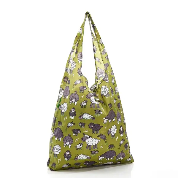 Recycled shopping bag eco chic green sheep large shopper - Eco chic