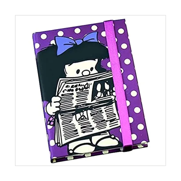 σημειωματάριο mafalda 11x15cm με λάστιχο μωβ - Premium paper