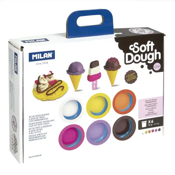 πλαστοζυμαράκια ice cream & waffle 6 χρώματα x 59gr+εργαλεία - Milan