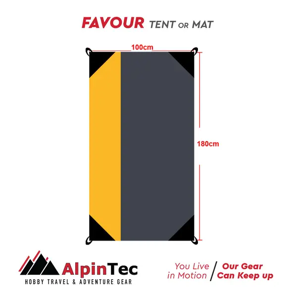 ψάθα/τέντα alpintec 100x180cm anthracite-yellow - Alpinpro