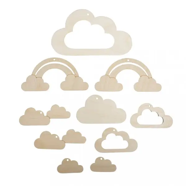 Ξύλινο rayher διακοσμητικό σύννεφο για mobile σετ 10τεμ. - Rayher