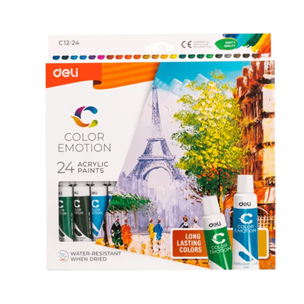 Ακρυλικά χρώματα deli color emotion 12ml 24 τεμάχια - Deli