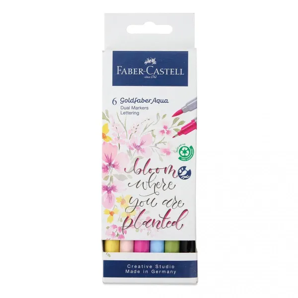 Μαρκαδόροι faber castell goldfaber dual markers aqua lettering σετ 6 τεμ. - Faber castell
