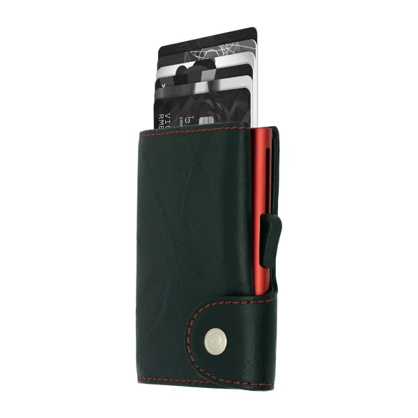 πορτοφόλι & θήκη πιστωτικών καρτών c-secure black-red (wchc12003) - C-secure