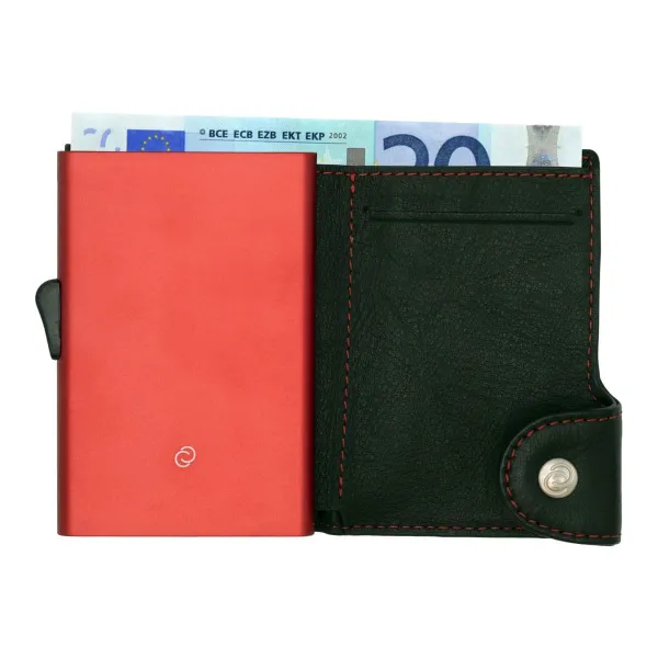 πορτοφόλι & θήκη πιστωτικών καρτών c-secure black-red (wchc12003) - C-secure