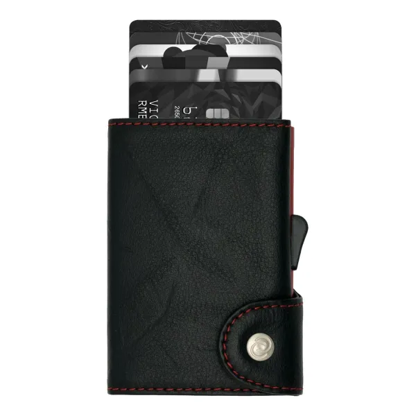 πορτοφόλι & θήκη πιστωτικών καρτών c-secure black-red (wchc12003) - C-secure