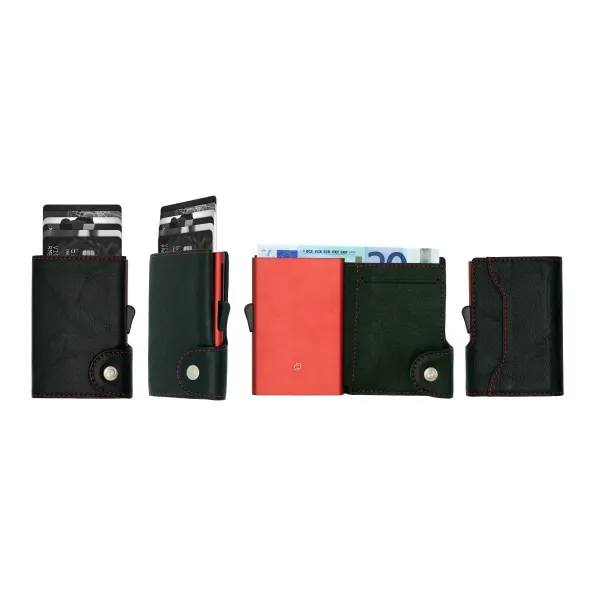 πορτοφόλι & θήκη πιστωτικών καρτών c-secure black-red (wchc12003) - C-secure