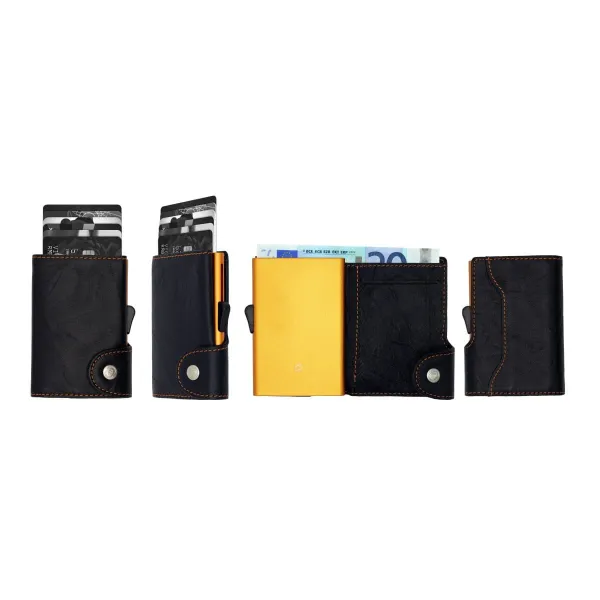 πορτοφόλι & θήκη πιστωτικών καρτών c-secure black orange (wchc12001) - C-secure