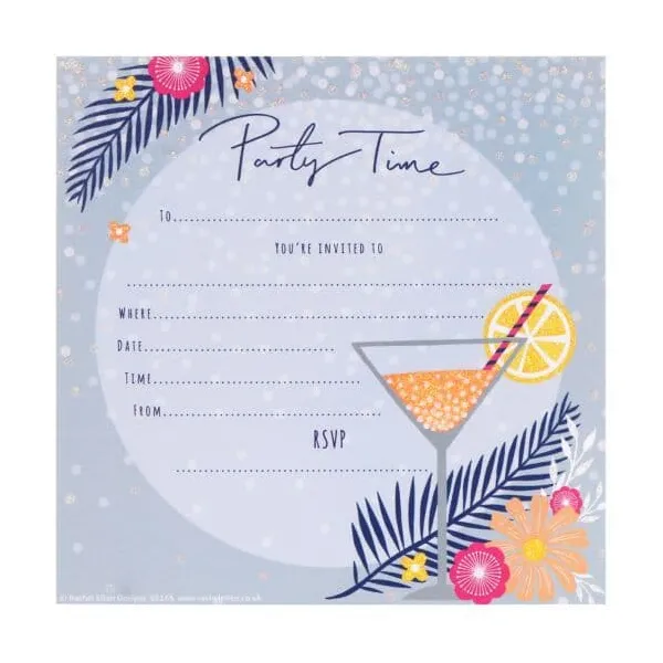 προσκλήσεις για πάρτυ party time 8 τεμάχια - Rachel hellen