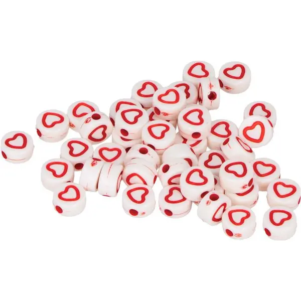 χάντρες artemio καρδιές 7mm 300 tεμάχια λευκό-κόκκινο - Artemio