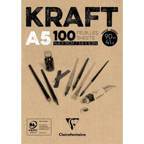 Μπλοκ clairefontaine kraft σχεδίου α5 50 φύλλα - Clairefontaine